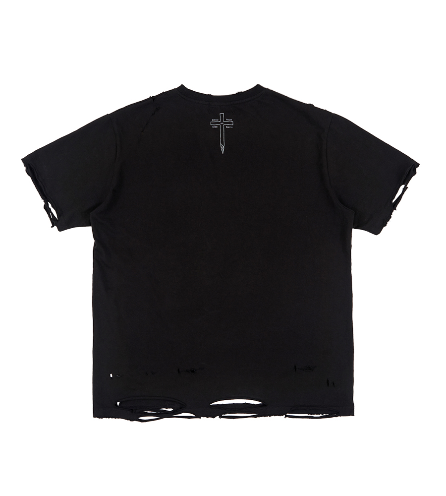 Cartel Hand Distressed T-shirt - Black